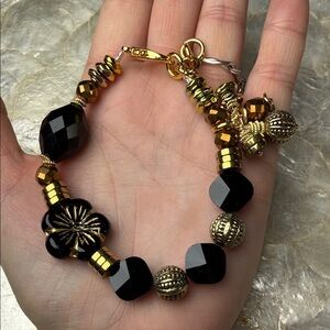 Elegant Black and Gold Beaded Bracelet